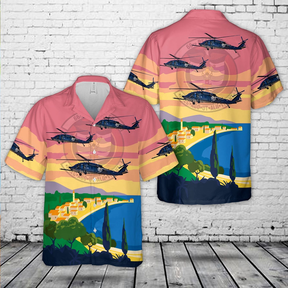 Air Force Hawaiian Shirt, US Air Force Sikorsky HH-60G Pave Hawk 66th Rescue Squadron Hawaiian Shirt, Air Force Aloha Shirt