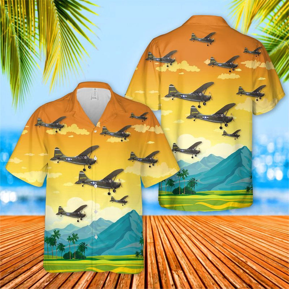 Air Force Hawaiian Shirt, US Air Force Stinson L-5 Sentinel Hawaiian Shirt, Air Force Aloha Shirt