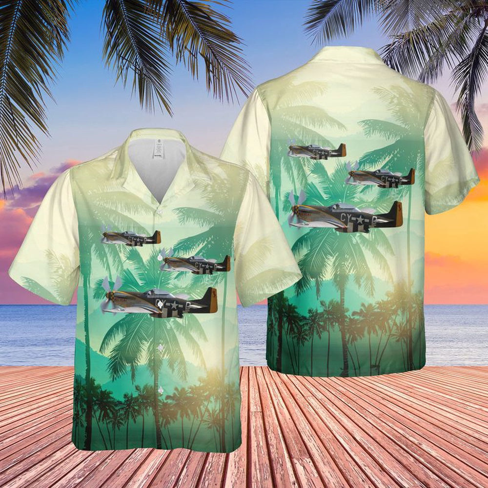 Air Force Hawaiian Shirt, US Air Force TF-51D-25 Mustang 44-84847 Miss Velma Hawaiian Shirt, Air Force Aloha Shirt