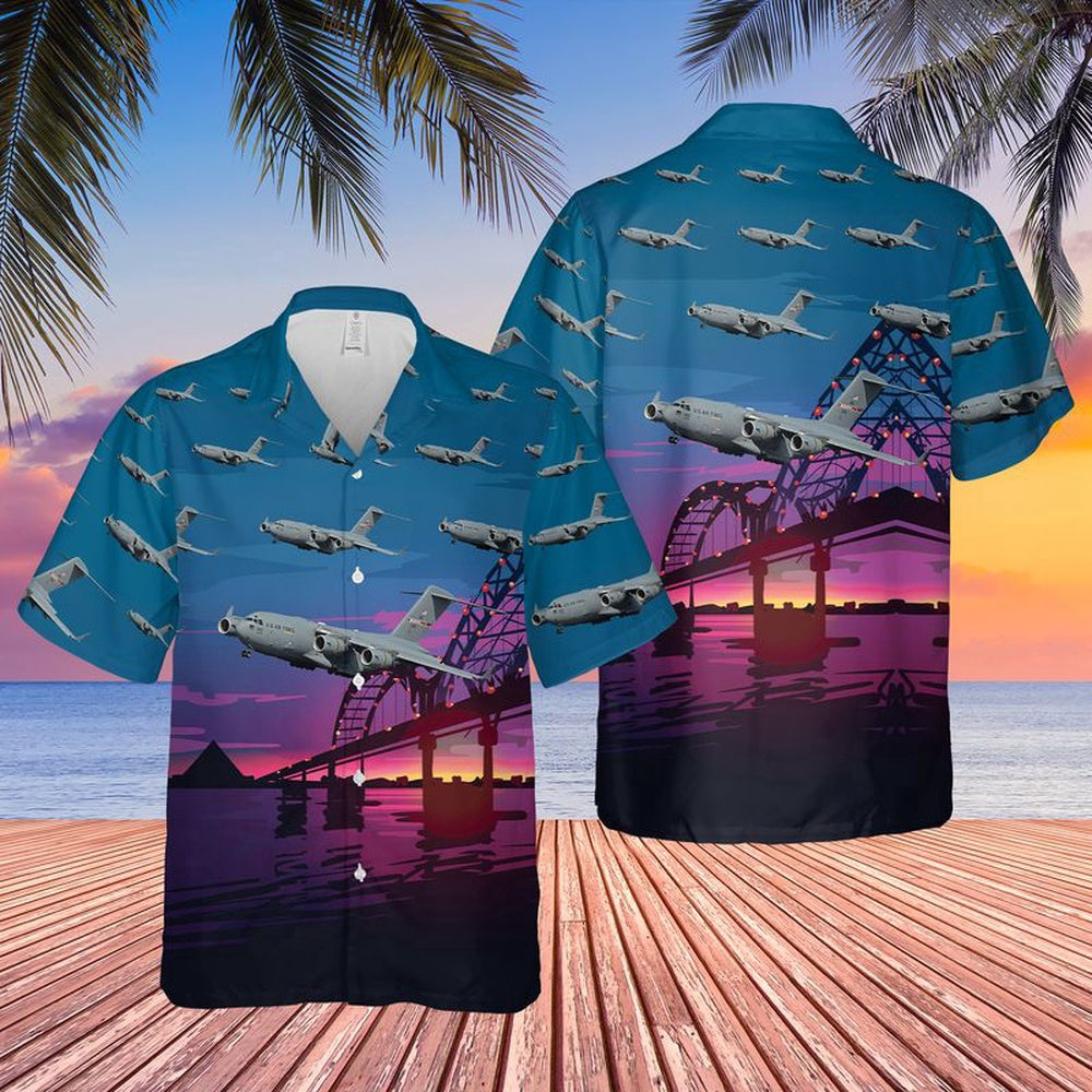 Air Force Hawaiian Shirt, US Air Force Tennessee Air National Guard Boeing C-17 Globemaster III Hawaiian Shirt, Air Force Aloha Shirt