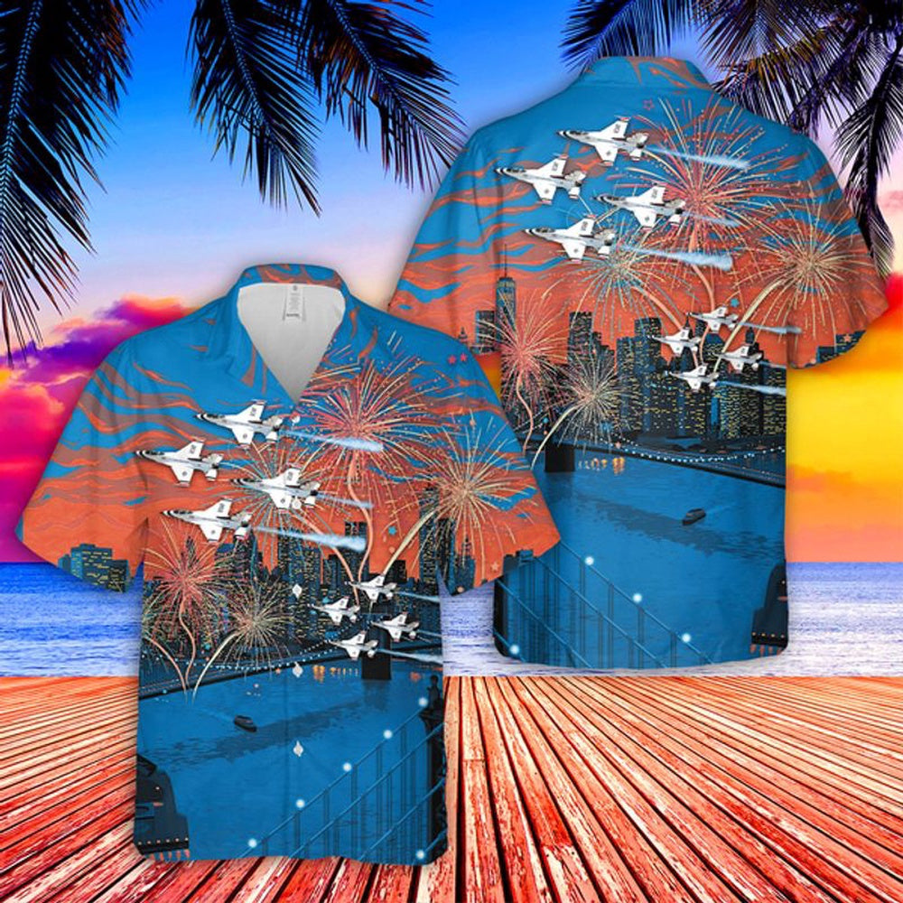 Air Force Hawaiian Shirt, US Air Force Thunderbirds 4th Of July Hawaiian Shirt, Air Force Aloha Shirt