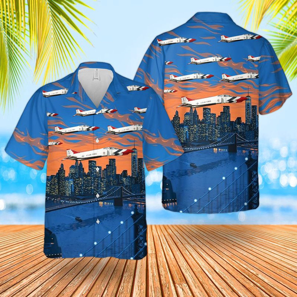 Air Force Hawaiian Shirt, US Air Force Thunderbirds McDonnell Douglas F-4 Phantom II Hawaiian Shirt, Air Force Aloha Shirt