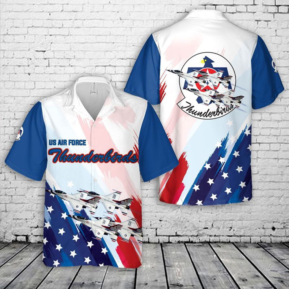 Air Force Hawaiian Shirt, US Air Force Thunderbirds, Red White And Blue Hawaiian Shirt, Air Force Aloha Shirt