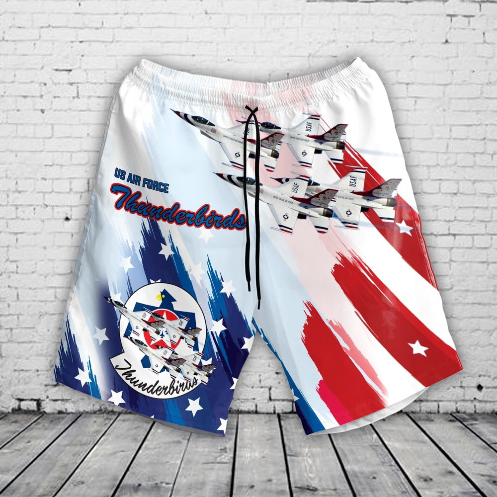 Air Force Hawaiian Shirt, US Air Force Thunderbirds, Red White And Blue Hawaiian Shorts, Air Force Aloha Shirt