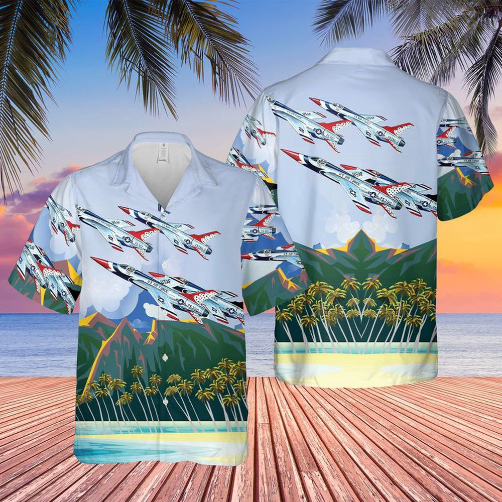 Air Force Hawaiian Shirt, US Air Force Thunderbirds Republic F-105 Thunderchief Hawaiian Shirt, Air Force Aloha Shirt