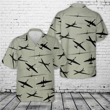 Air Force Hawaiian Shirt, US Air Force U-2S Dragon Lady Silhouette Hawaiian Shirt, Air Force Aloha Shirt