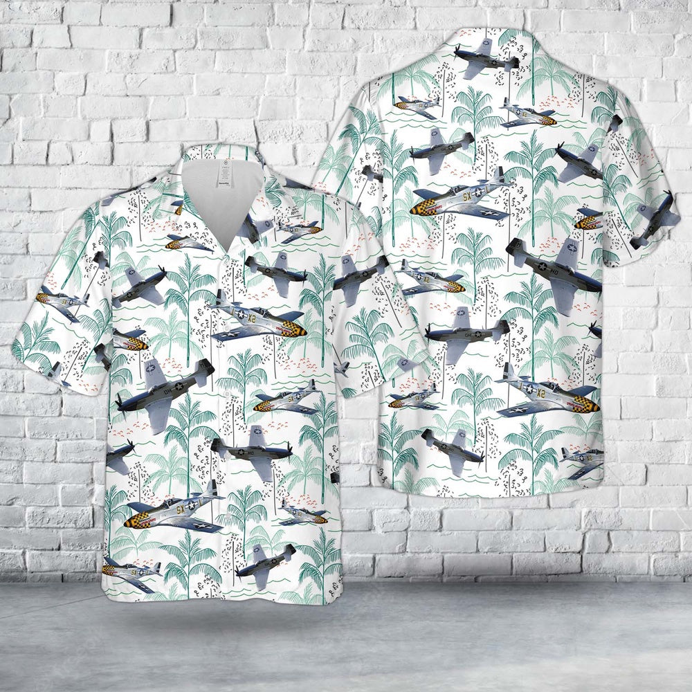 Air Force Hawaiian Shirt, US Air Forces North American P-51 Mustang Hawaiian Shirt, Air Force Aloha Shirt