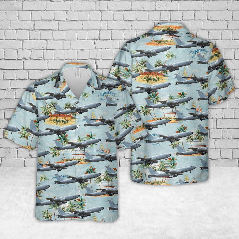 Air Force Hawaiian Shirt, Wisconsin Air National Guard KC-135R Stratotanker Hawaiian Shirt, Air Force Aloha Shirt