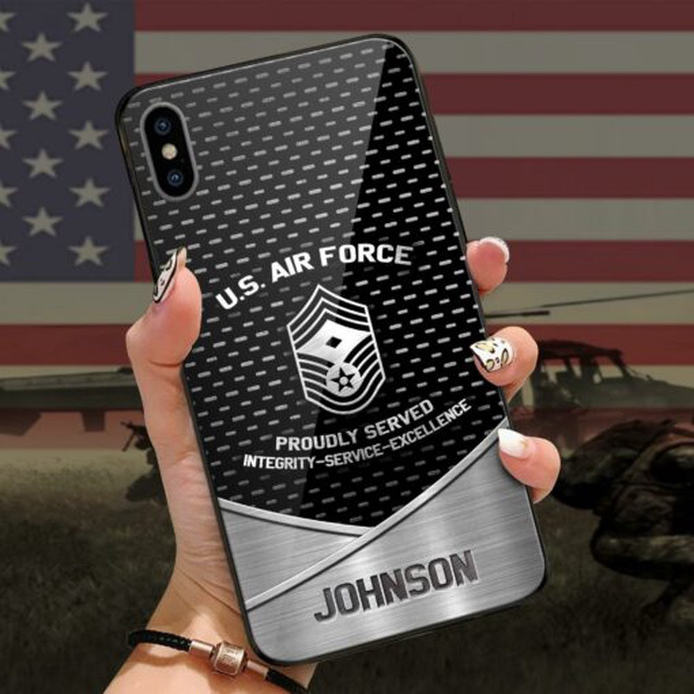 Air Force Phone Case, Us Air Force Proudly Served Phone Case,  Custom Luminous Phone case, Military Phone Cases