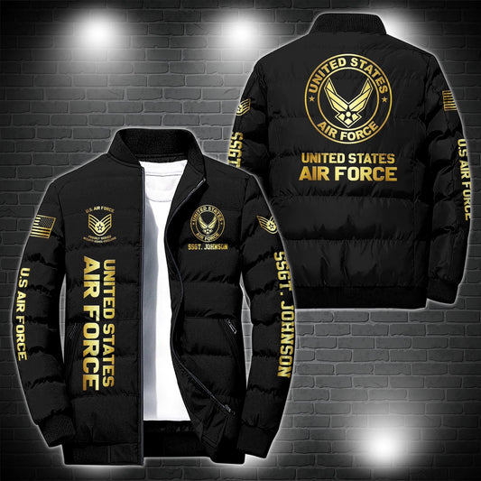 Air Force Puffer Jacket, US Air Force Puffer Jacket, Custom Veteran Military Jacket, Gifts For Veteran Day