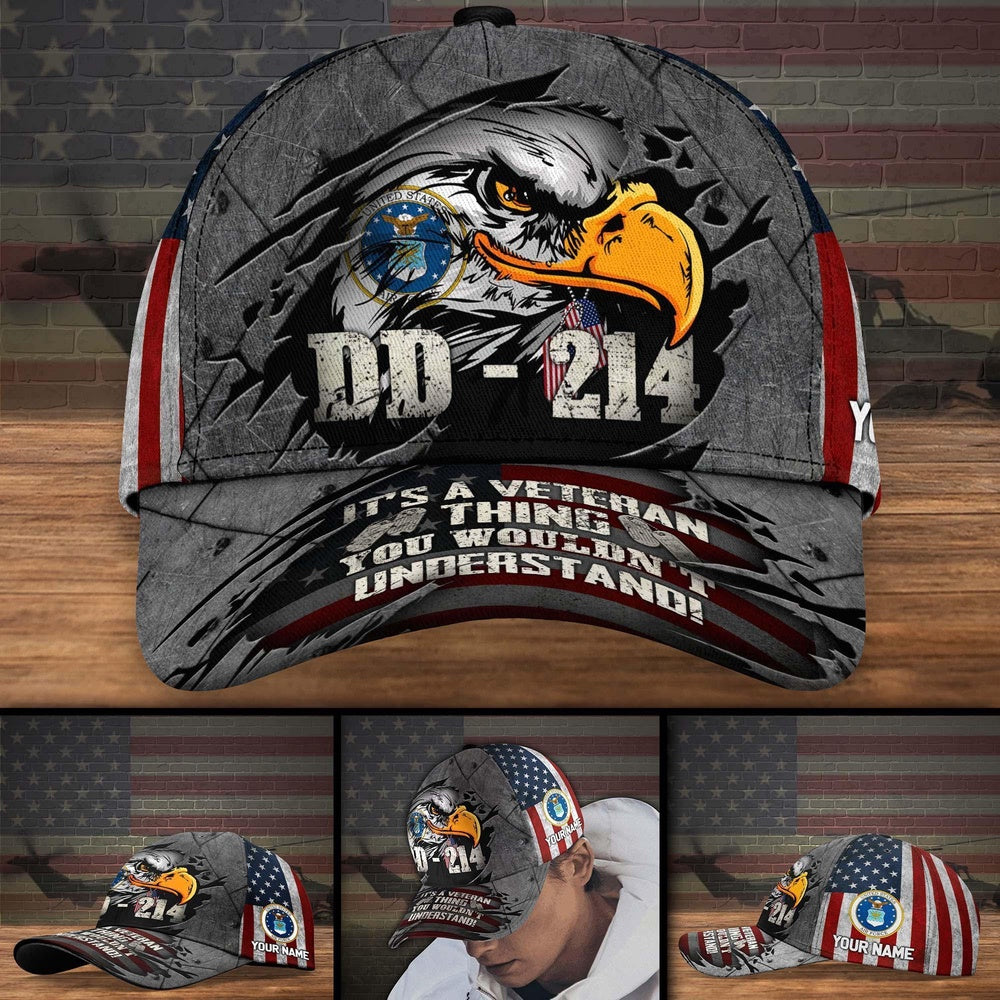 Air Force Veteran Cap, US Air Force DD 214 It's A Veteran Thing, You Wouldn't Understand Veteran Militarty Hat Cap, Custom Cap