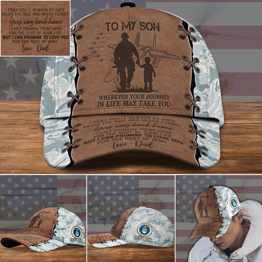 Air Force Veteran Cap, US Air Force Military Veteran Hat Cap, To My Son Gifts Custom Cap