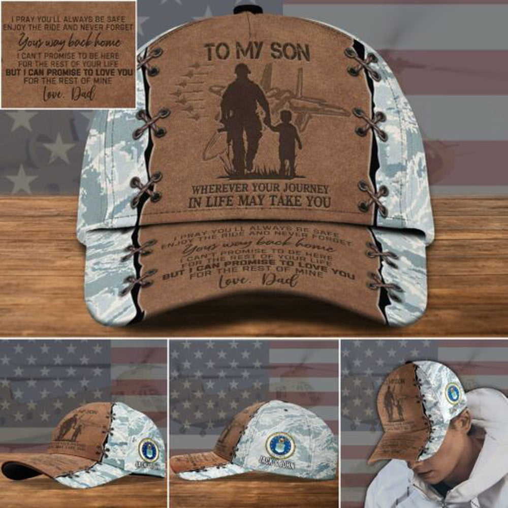 Air Force Veteran Cap, US Air Force Military Veteran Hat Cap, To My Son Gifts Custom Cap