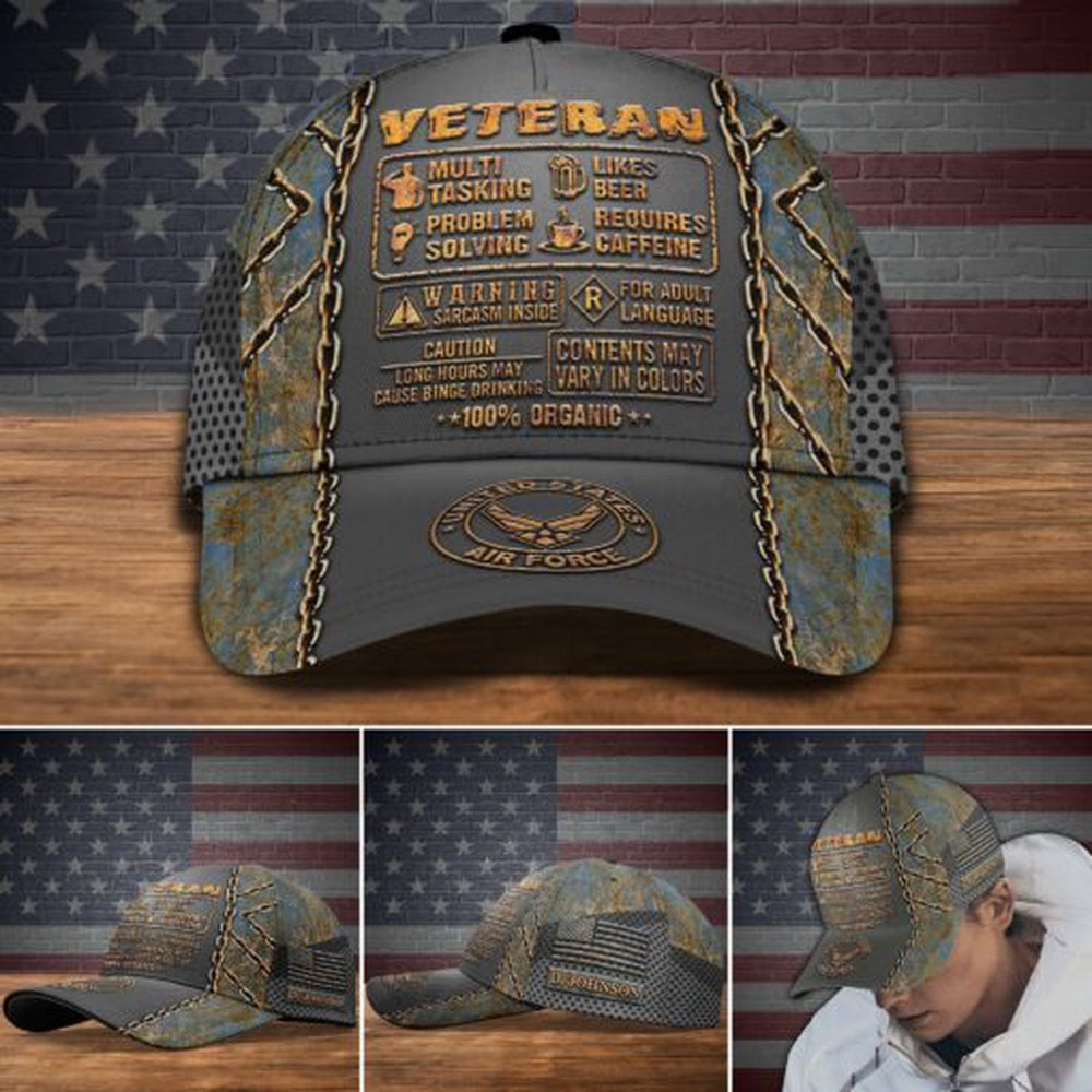 Air Force Veteran Cap, US Air Force Veteran Knowledge Cap Custom Cap