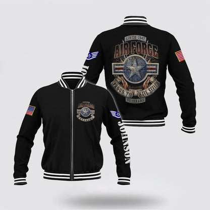 Air Force Veteran Jacket, US Air Force Jacket Gift For Veteran Military Gift Custom Baseball Jacket