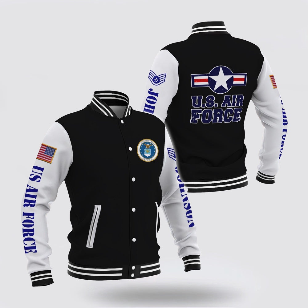 Air Force Veteran Jacket, US Air Force Veteran Gift For Military Veteran Design 3D Design Custom Baseball Jacket