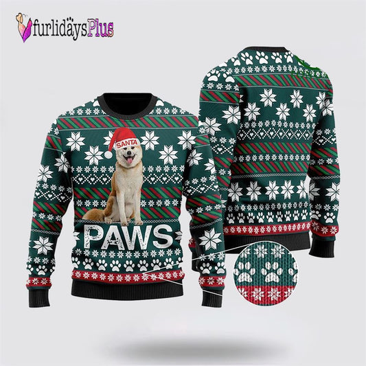 Akita Santa Printed Christmas Ugly Sweater, Dog Lover Christmas Sweater