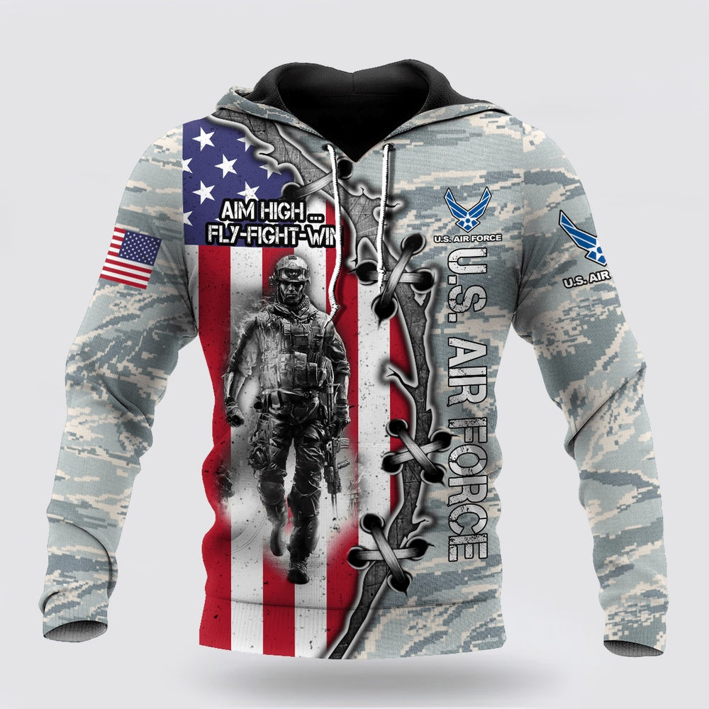 Us Air Force Hoodie, All Over Printed US Air Force Hoodie