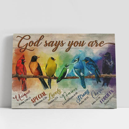 Alluring Bird, Pretty Red Cardinal, Bible Verses, Colorful Paintings, God Says You Are Canvas Poster