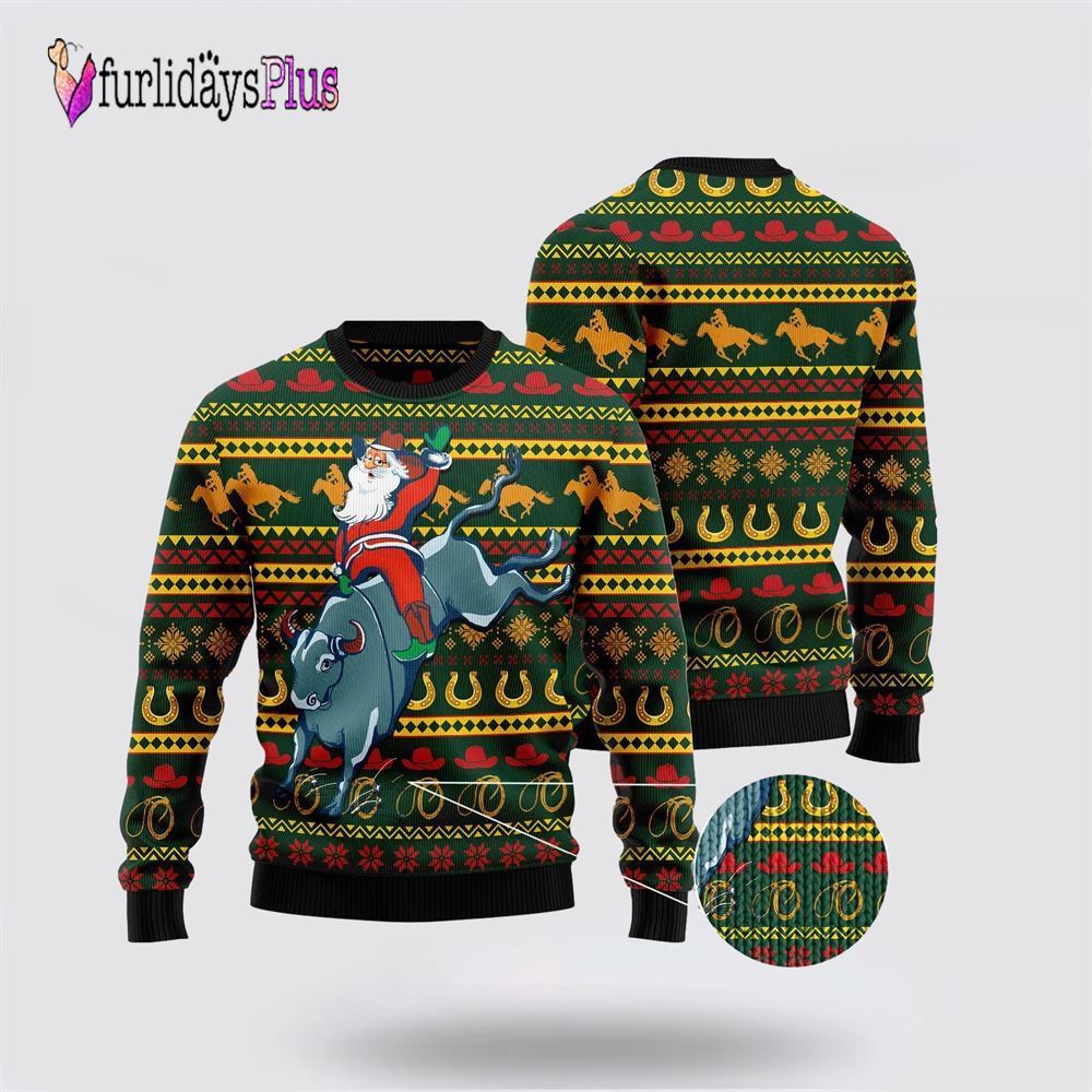 Amazing Cowboy Santa Claus Ugly Christmas Sweater For Men And Women, Christmas Gift, Christmas Winter Fashion
