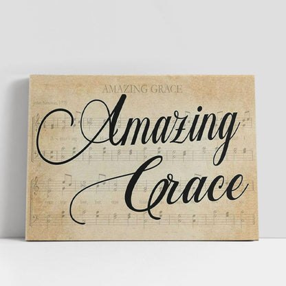Amazing Grace Wall Art, Sheet Music Amazing Grace Farmhouse Canvas Print, Christian Gifts Wall Decor