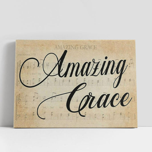 Amazing Grace Wall Art, Sheet Music Amazing Grace Farmhouse Canvas Print, Christian Gifts Wall Decor
