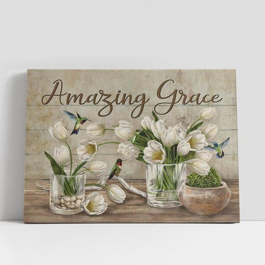 Amazing Grace White Tulip Canvas Prints, Religious Canvas Art, Christian Gifts Home Decor