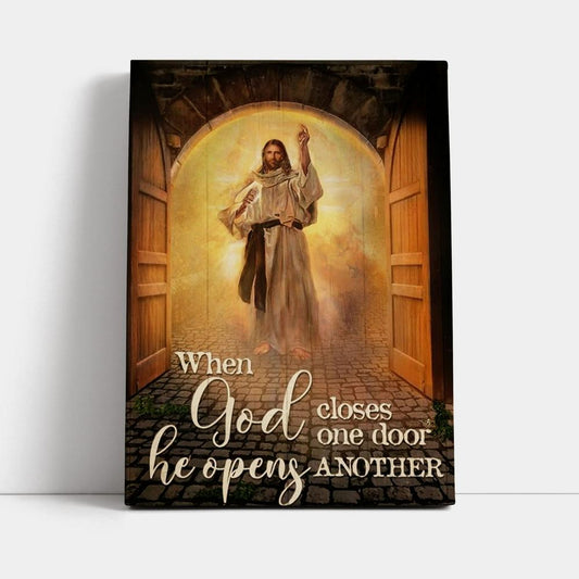 Amazing Jesus Painting, Infinite Halo, When God Closes One Door Canvas Poster