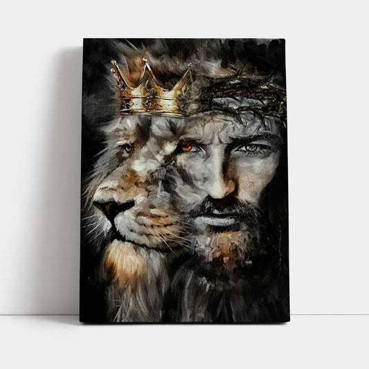 Amazing Lion Of Judah Jesus Painting Unique Crown Canvas Poster
