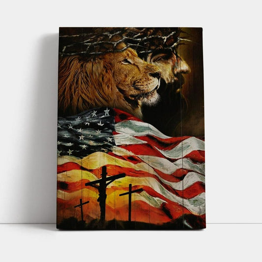 American Flag Jesus Christ The Lion Of Judah Canvas Poster
