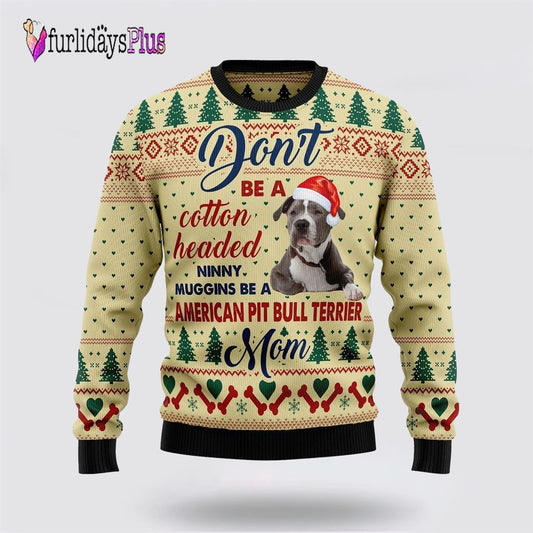 American Pit Bull Terrier Mom Ugly Christmas Sweater, Dog Lover Christmas Sweater