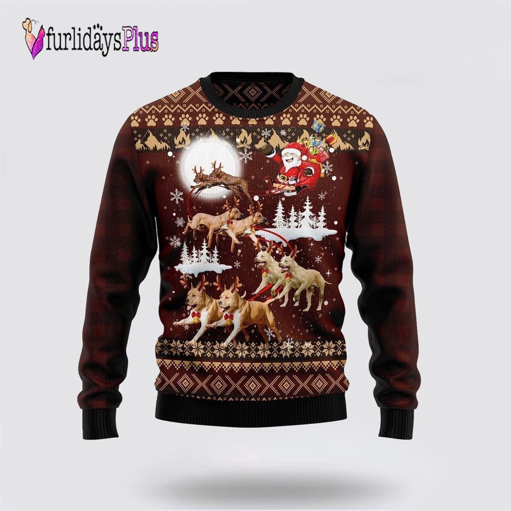 American Pit Bull Terrier Reindeers Car Ugly Christmas Sweater, Dog Lover Christmas Sweater