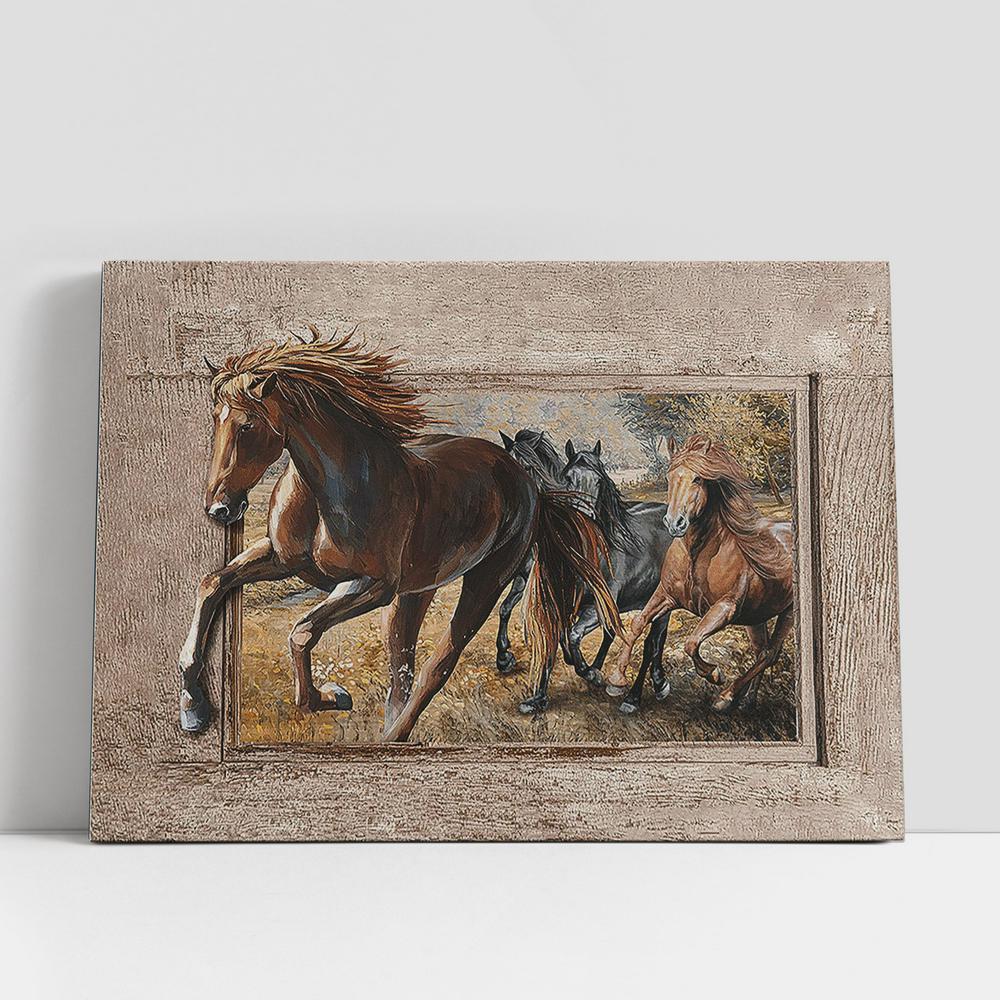 American Quarter Horse Running Horse Meadow Land Canvas Wall Art, Bible Verse Canvas, Religious Prints