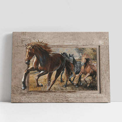 American Quarter Horse Running Horse Meadow Land Canvas Wall Art, Bible Verse Canvas, Religious Prints