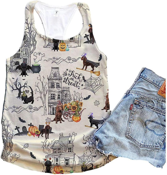 American Water Spaniel Dog Halloween Town Tank Top - Summer Casual Tank Tops For Women - Gift For Young Adults