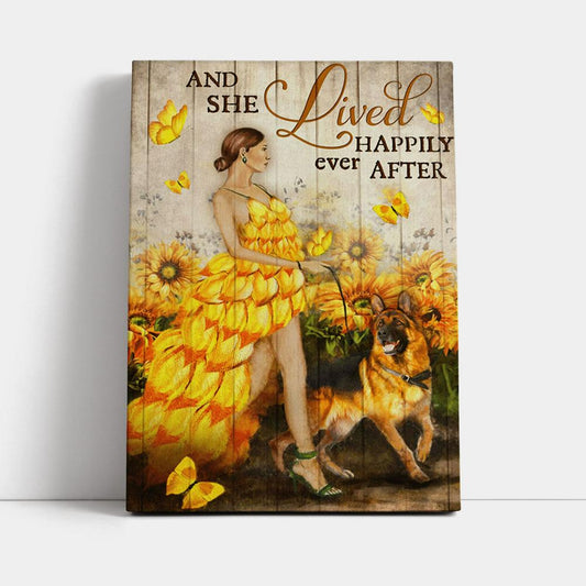 And She Lived Happily Ever After Beautiful Girl German Shepherd Canvas Wall Art - Jesus Wall Art Home Decor - Religious Canvas Prints