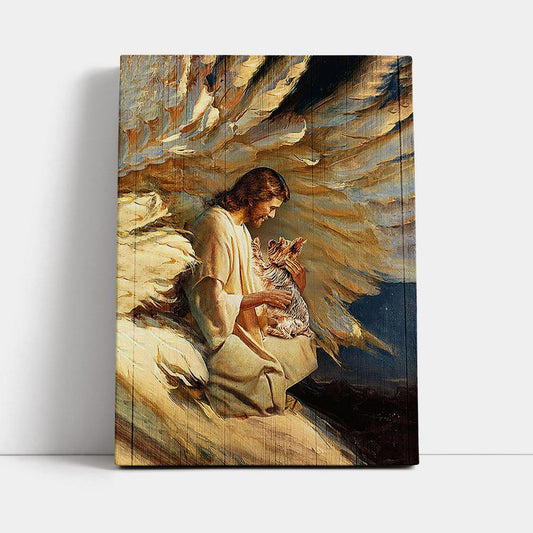 Angel Wings Little Yorkshire Terrier Jesus Painting Canvas Wall Art - Christian Canvas Prints - Bible Verse Canvas Art