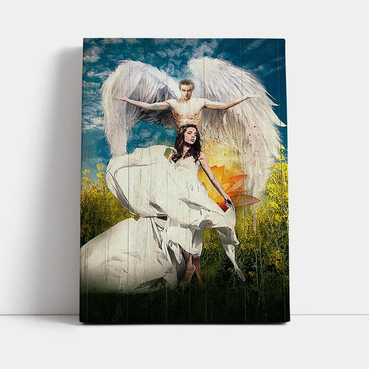 Angel Wings Lotus Flower Jesus Painting Canvas Wall Art - Christian Canvas Prints - Bible Verse Canvas Art