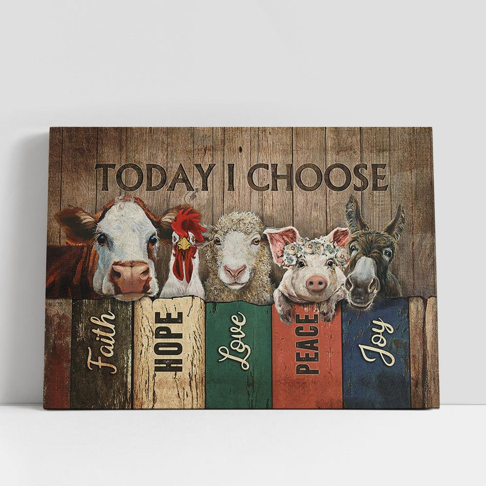Animal farm Today I choose joy Canvas Wall Art, Bible Verse Canvas, Religious Prints
