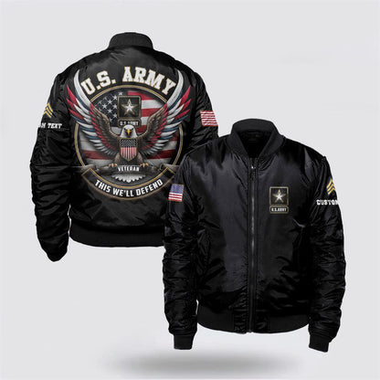 Army Bomber Jacket, Custom Rank US Army Veteran Bomber Jacket