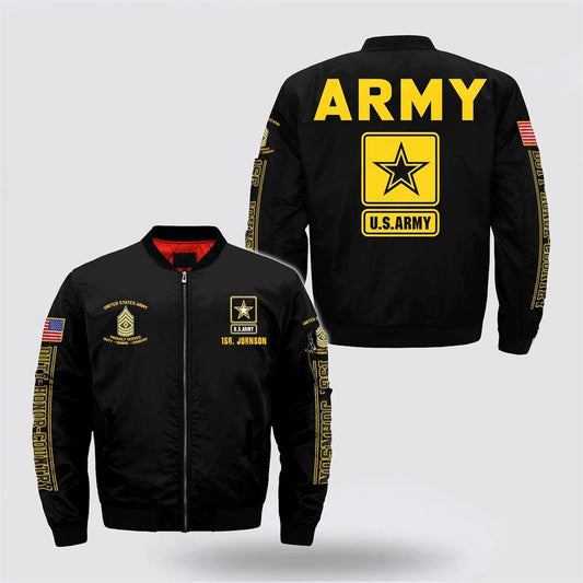 Army Bomber Jacket, Personalized Name Rank US Army Military Bomber Jacket