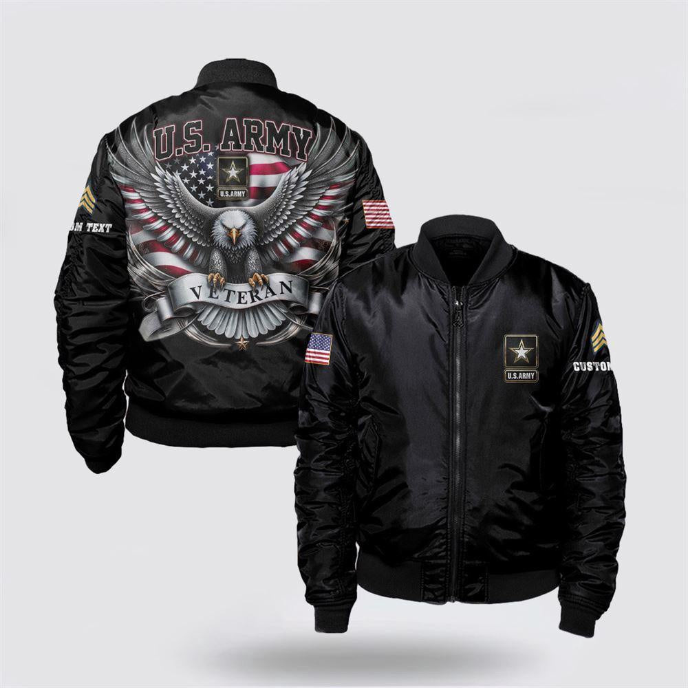 Army Bomber Jacket, Personalized Rank US Army Veteran Bomber Jacket