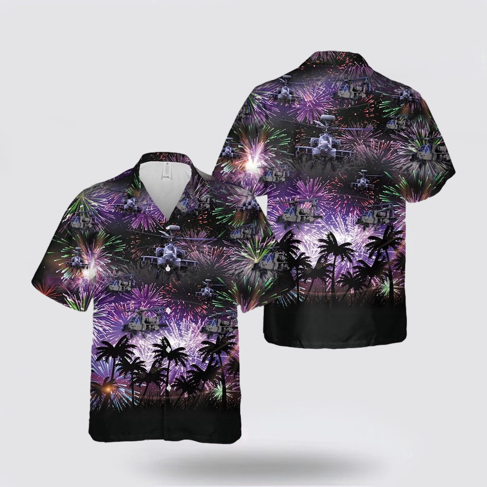 Army Hawaiian Shirt, Army Boeing AH-64 Apache Hawaiian Shirt, Military Hawaiian Shirt