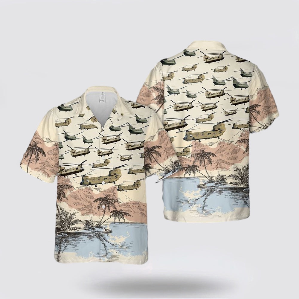 Army Hawaiian Shirt, Boeing CH-47 Chinook US Army Hawaiian Shirt, Military Hawaiian Shirt