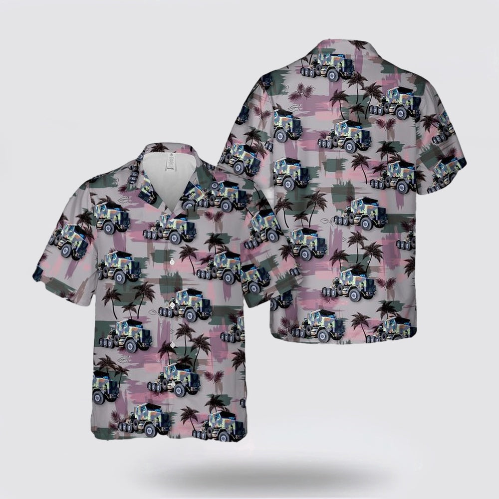 Army Hawaiian Shirt, M1070 8X8 HET US Army Heavy Haul Tractor Truck Hawaiian Shirt, Military Hawaiian Shirt
