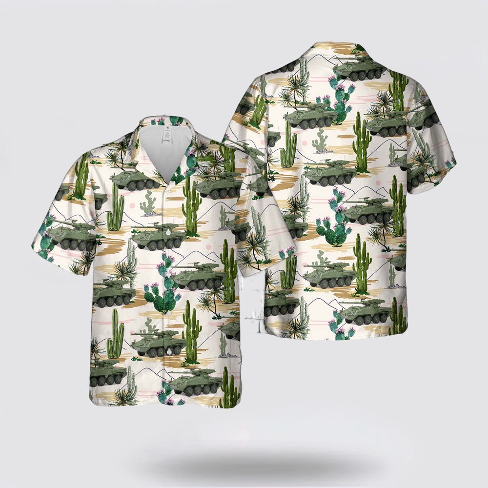 Army Hawaiian Shirt, M1126 Stryker 105mm MGS 8x8 armored fighting vehicle US ARMY 2007 Hawaiian Shirt, Military Hawaiian Shirt