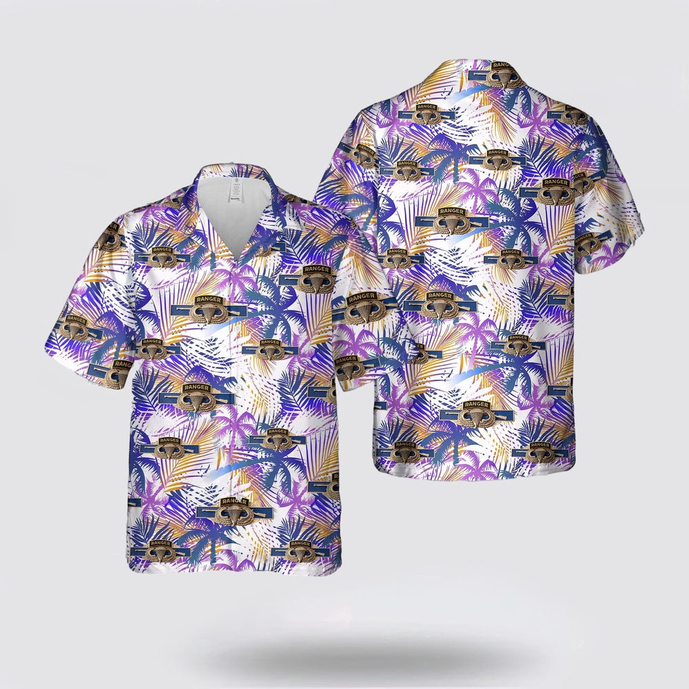 Army Hawaiian Shirt, RANGER Basic Jump Wings US Army Combat Infantry Badge Hawaiian Shirt, Military Hawaiian Shirt