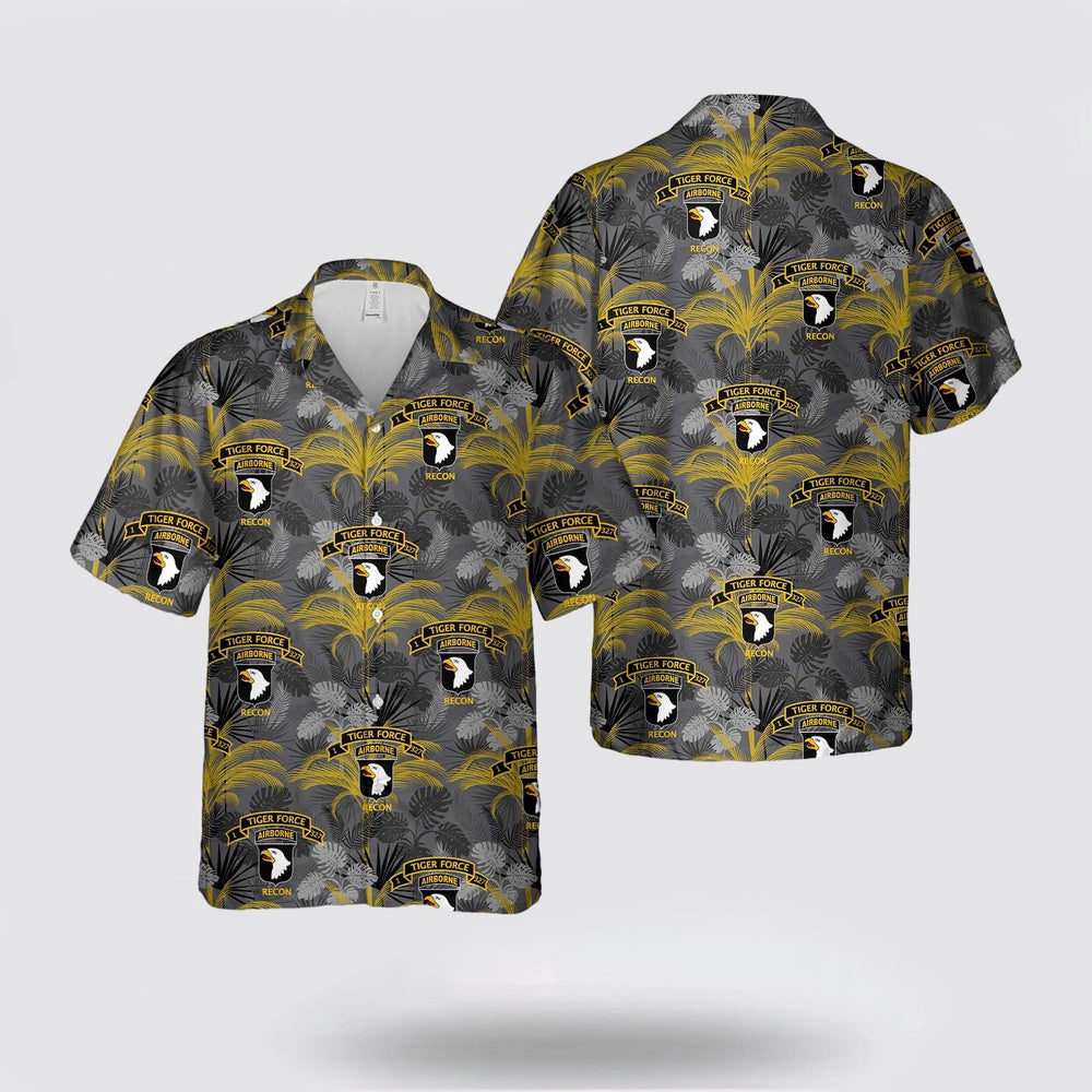 Army Hawaiian Shirt, US Army 1-327 Airborne Infantry Tiger Force LRRP Vietnam War Hawaiian Shirt, Military Hawaiian Shirt