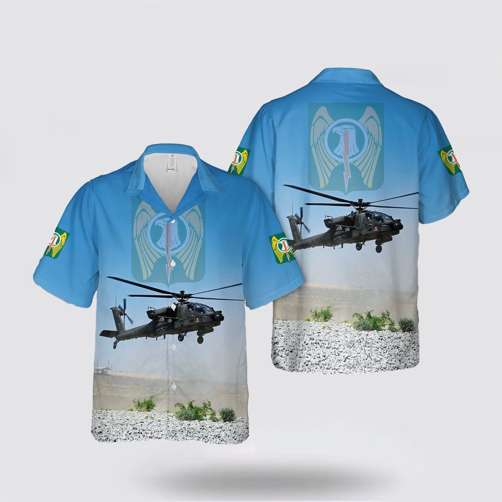 Army Hawaiian Shirt, US Army 1-501st Attack Reconnaissance Battalion Iron Dragons AH-64E Apache Hawaiian Shirt