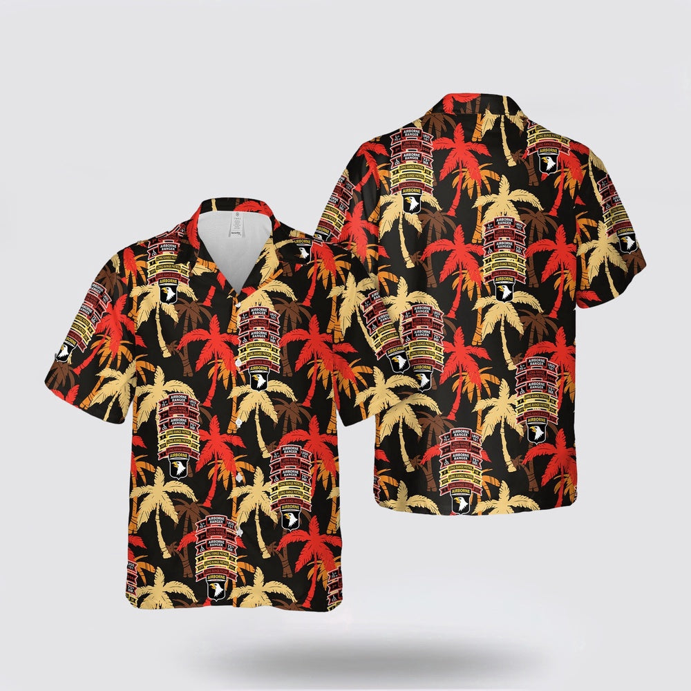 Army Hawaiian Shirt, US Army 101st Airborne Division, 1st BDE Long Ranger Reconnaissance Platoon Hawaiian Shirt